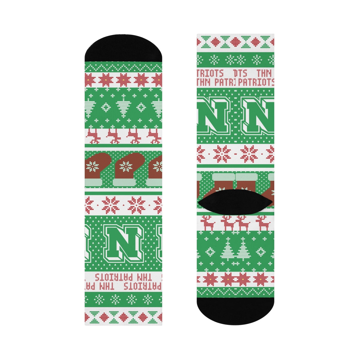 Terre Haute North HS Patriots - Ugly Christmas Sweater inspired Crew Socks - green