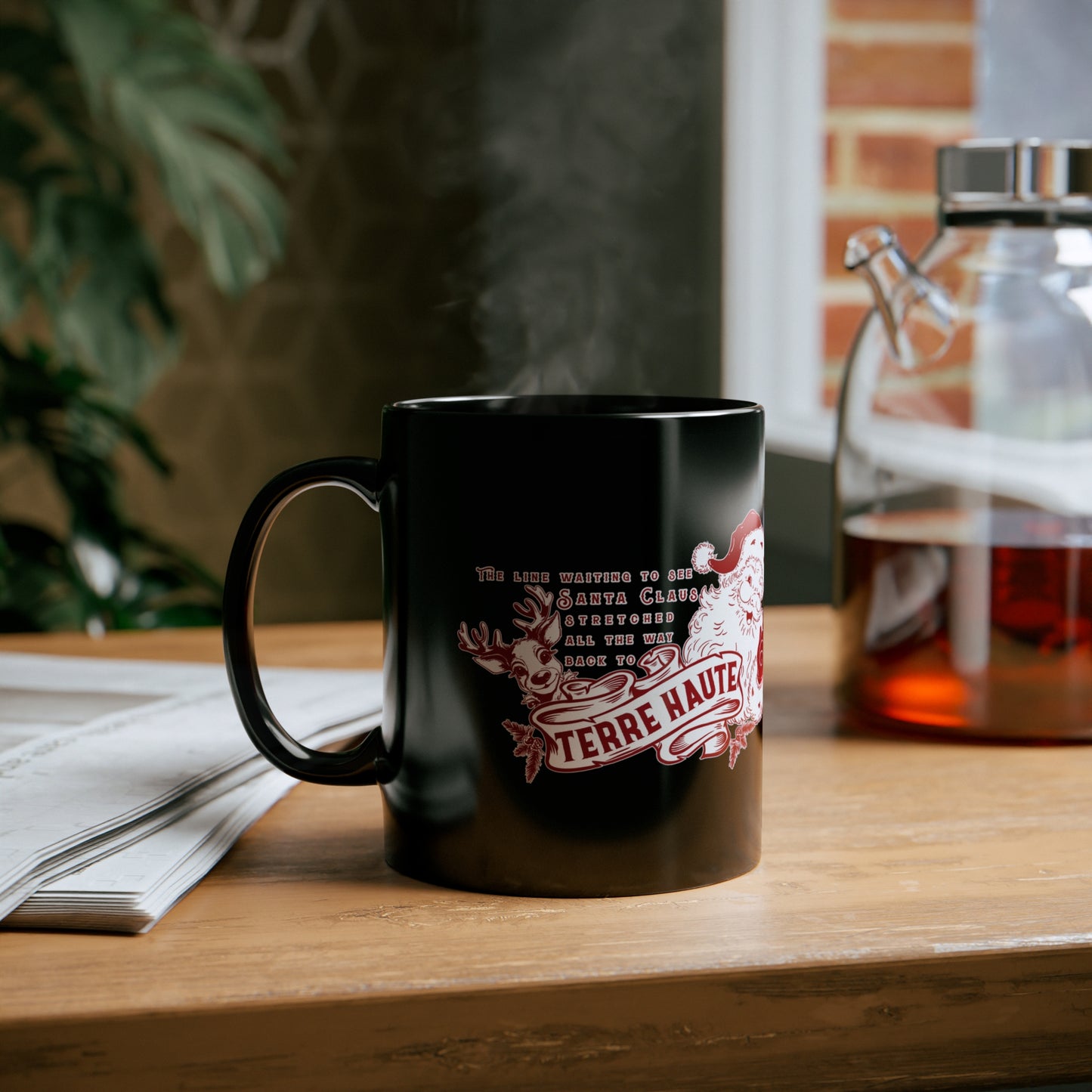 Santa Claus Line to Terre Haute - 11oz Black Mug