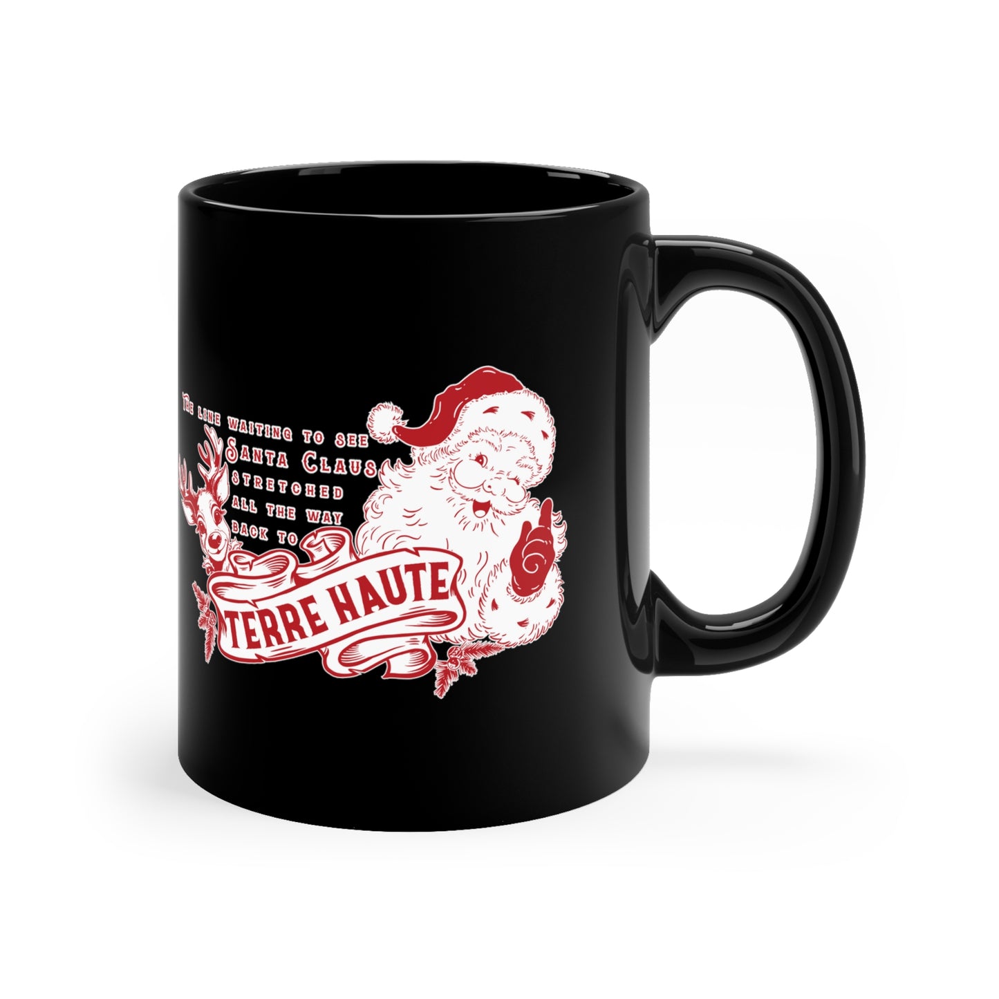 Santa Claus Line to Terre Haute - 11oz Black Mug