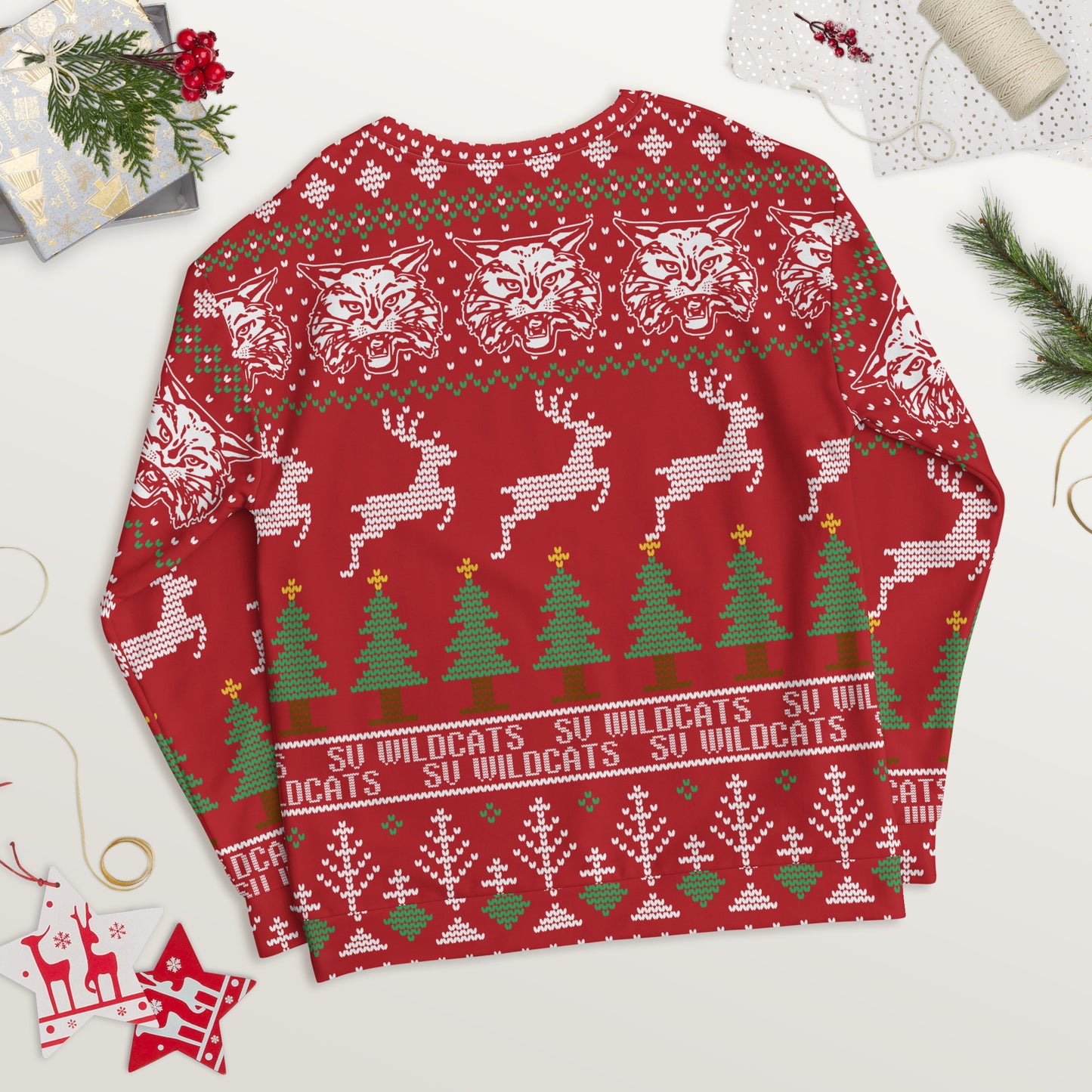 South Vermillion HS Wildcats - Ugly Christmas inspired Unisex Sweatshirt (red)