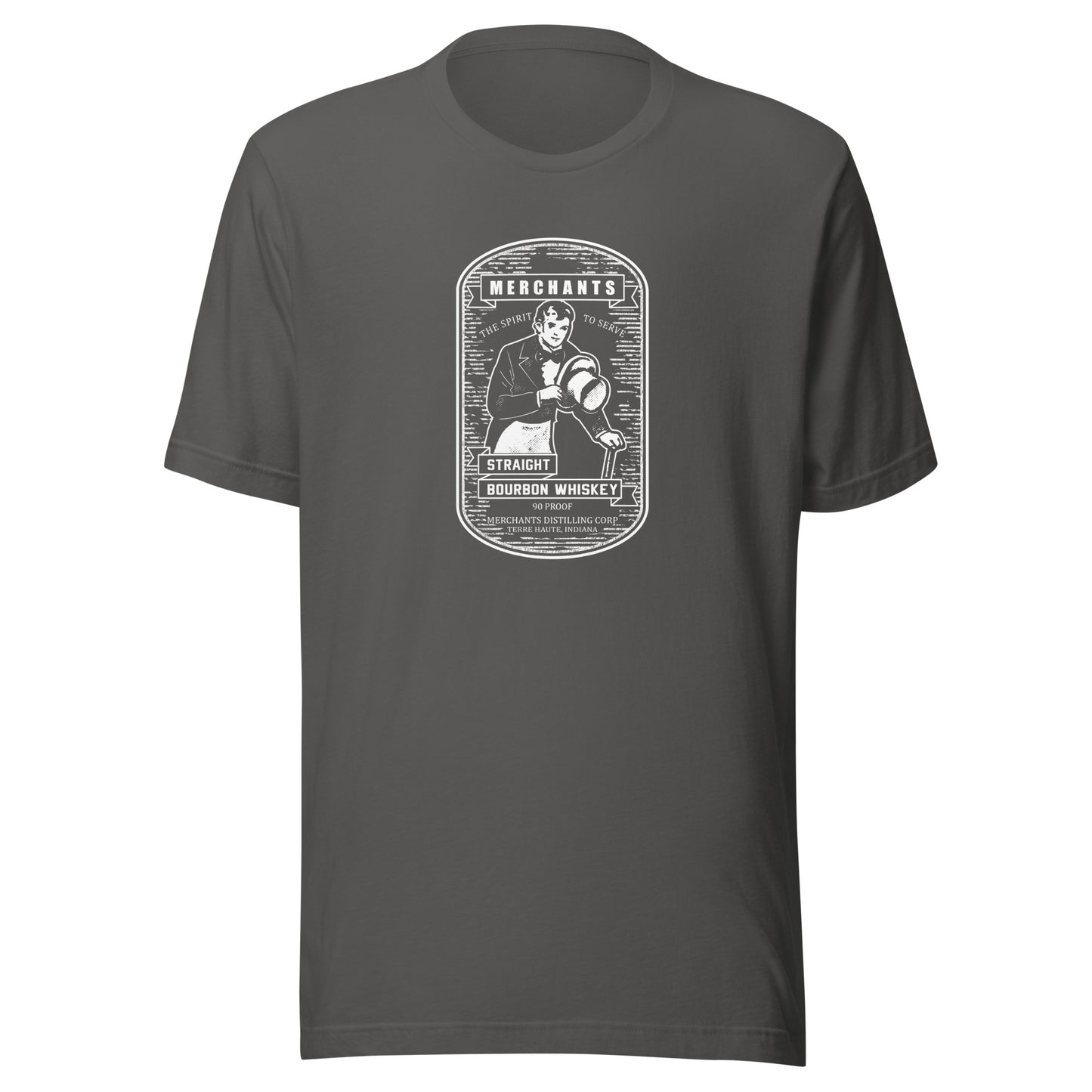 Deluxe Bourbon Whiskey / Merchants Distilling (design 3 white) - Terre Haute Indiana - Short-Sleeve Unisex T-Shirt