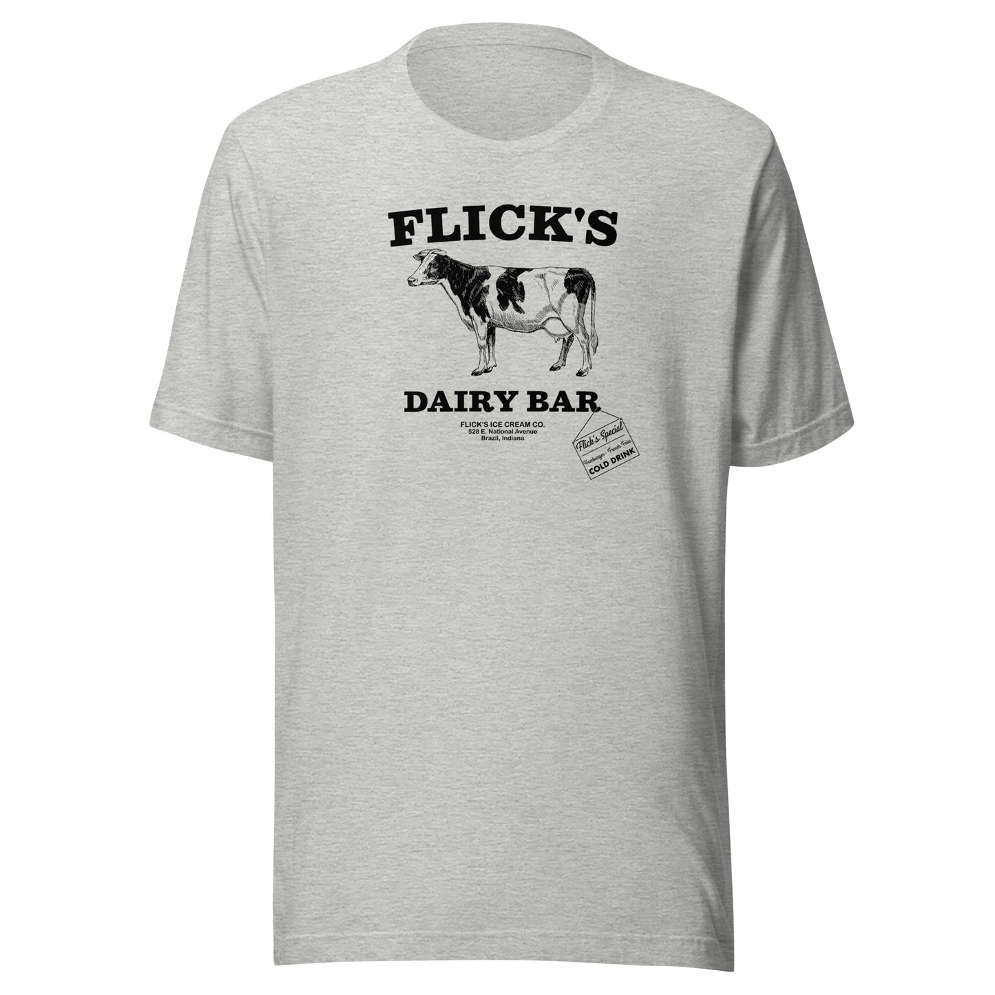 Flick’s Drive-In / Dairy Bar - cow design (black) - Brazil Indiana - Short-Sleeve Unisex T-Shirt