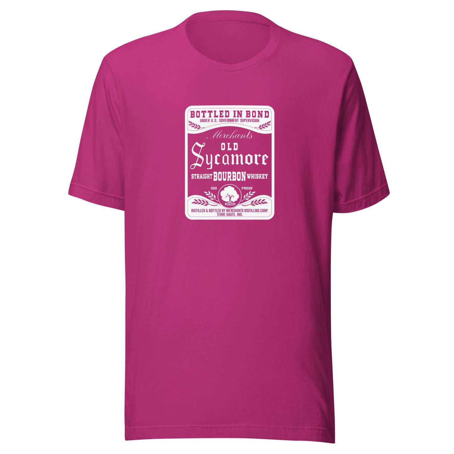 Old Sycamore Whiskey / Merchants Distilling (white) - Terre Haute Indiana - Short-Sleeve Unisex T-Shirt