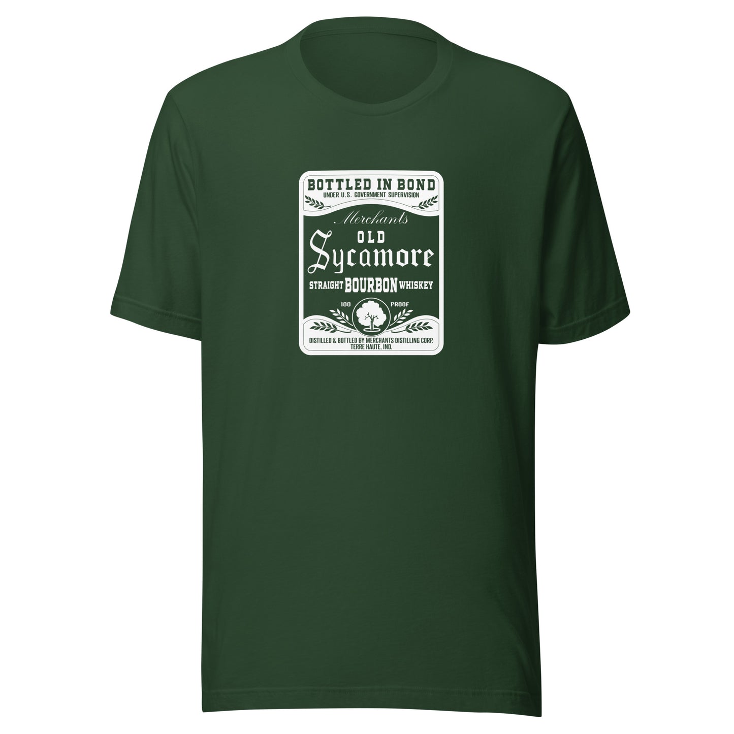 Old Sycamore Whiskey / Merchants Distilling (white) - Terre Haute Indiana - Short-Sleeve Unisex T-Shirt