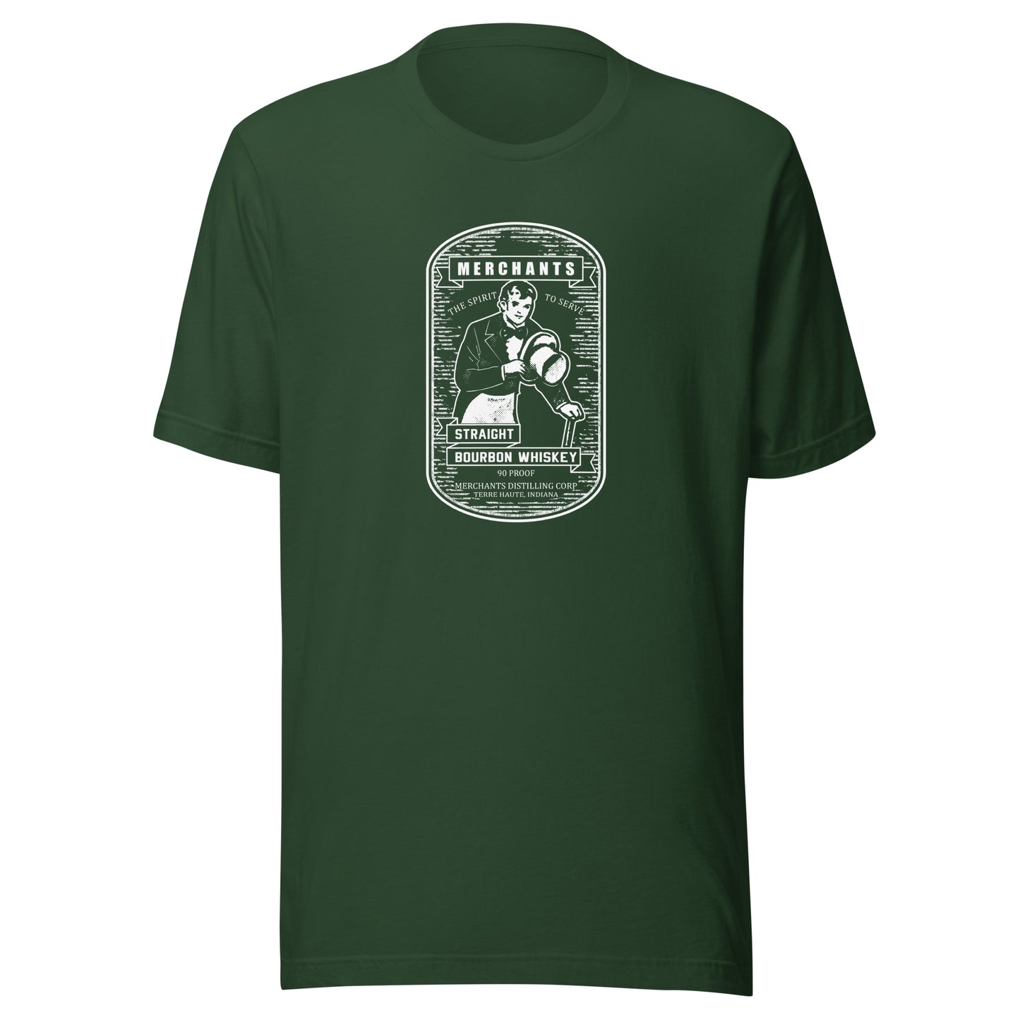 Deluxe Bourbon Whiskey / Merchants Distilling (design 3 white) - Terre Haute Indiana - Short-Sleeve Unisex T-Shirt