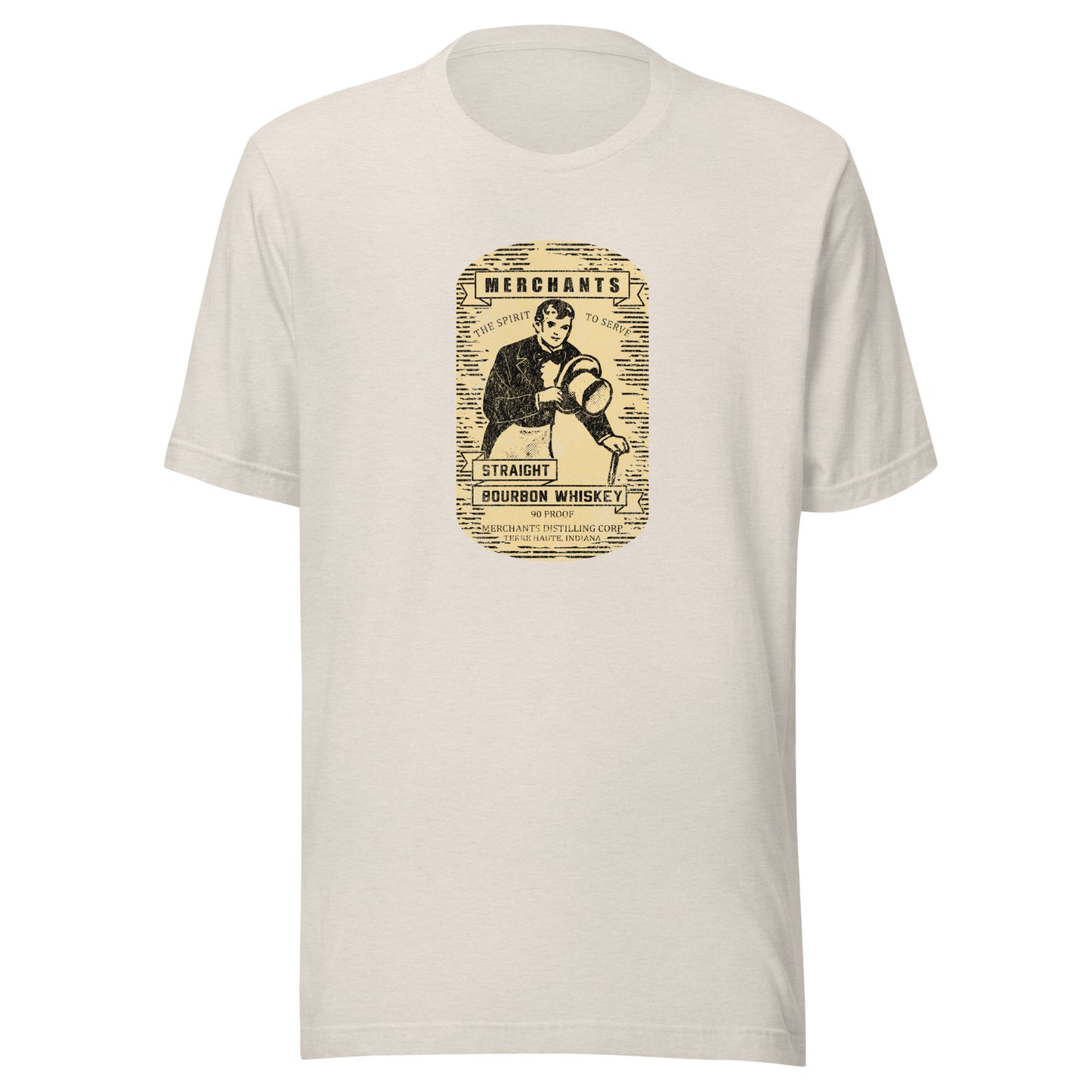 Deluxe Bourbon Whiskey / Merchants Distilling (design 3) - Terre Haute Indiana - Short-Sleeve Unisex T-Shirt