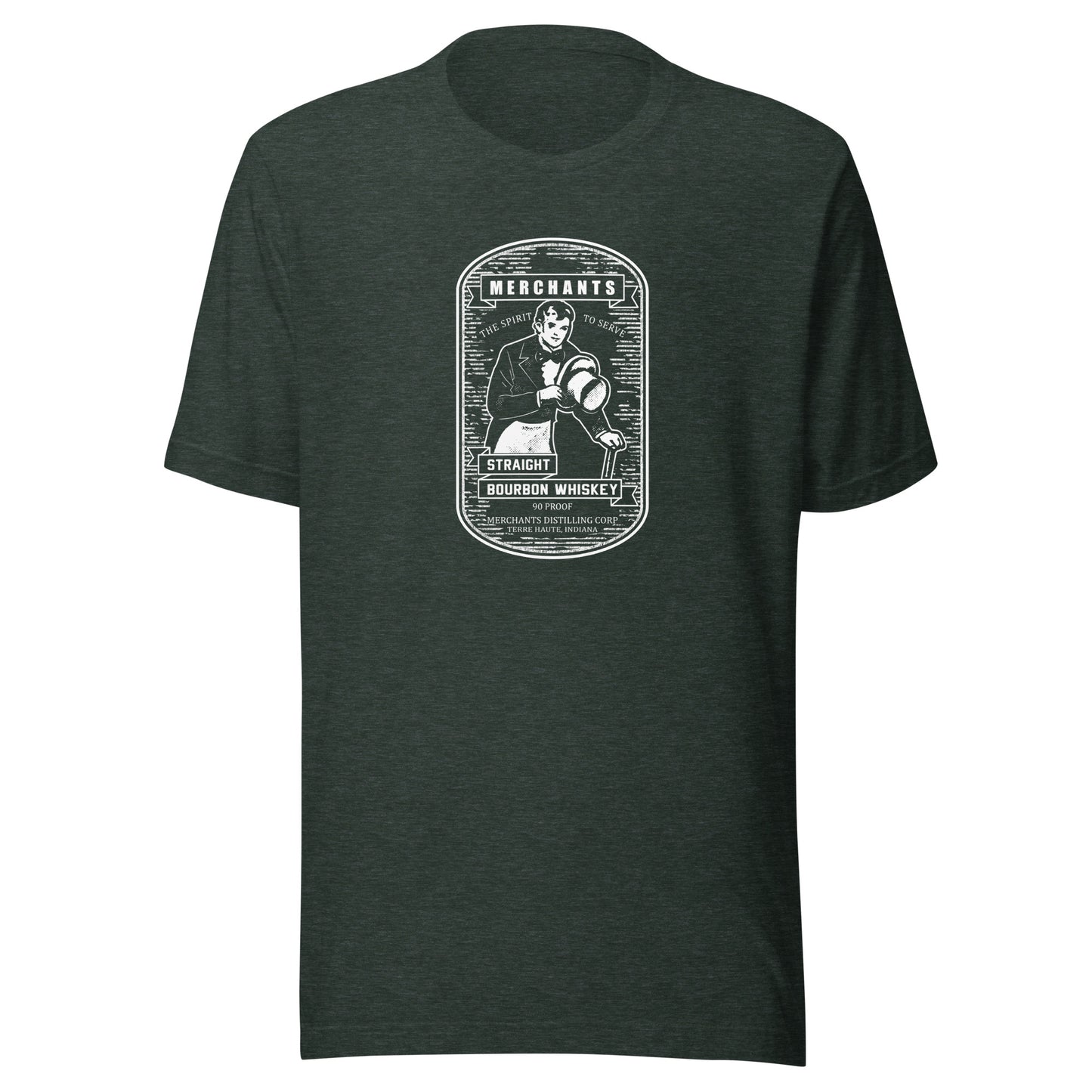 Deluxe Bourbon Whiskey / Merchants Distilling (design 3 white) - Terre Haute Indiana - Short-Sleeve Unisex T-Shirt