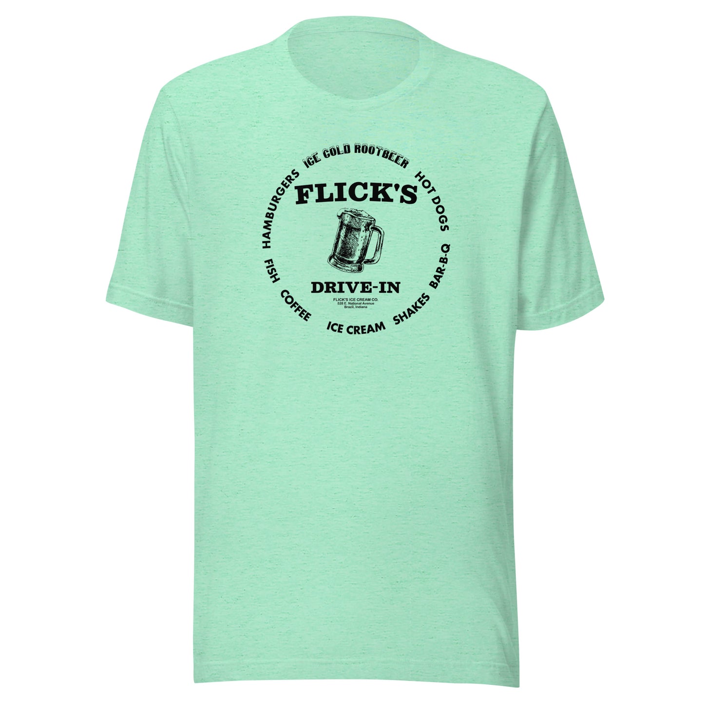 Flick’s Drive-In / Dairy Bar - rootbeer mug design (black) - Brazil Indiana - Short-Sleeve Unisex T-Shirt