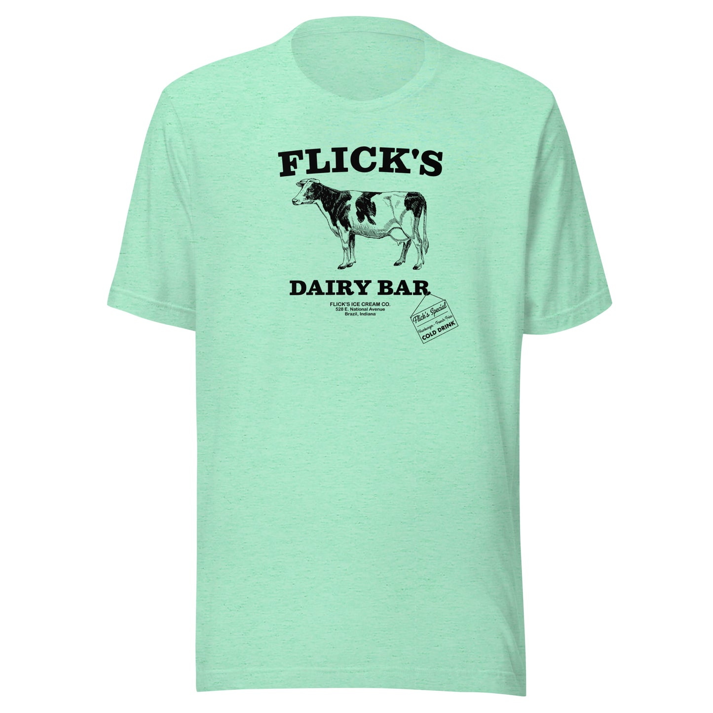 Flick’s Drive-In / Dairy Bar - cow design (black) - Brazil Indiana - Short-Sleeve Unisex T-Shirt