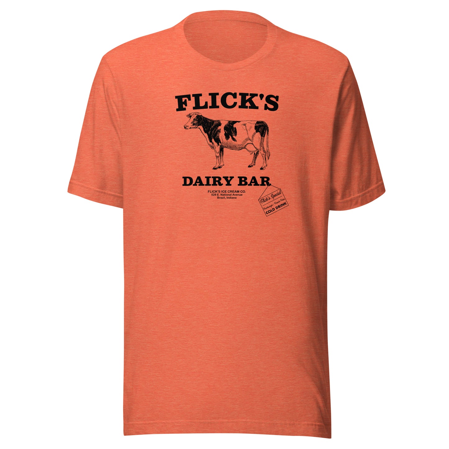 Flick’s Drive-In / Dairy Bar - cow design (black) - Brazil Indiana - Short-Sleeve Unisex T-Shirt