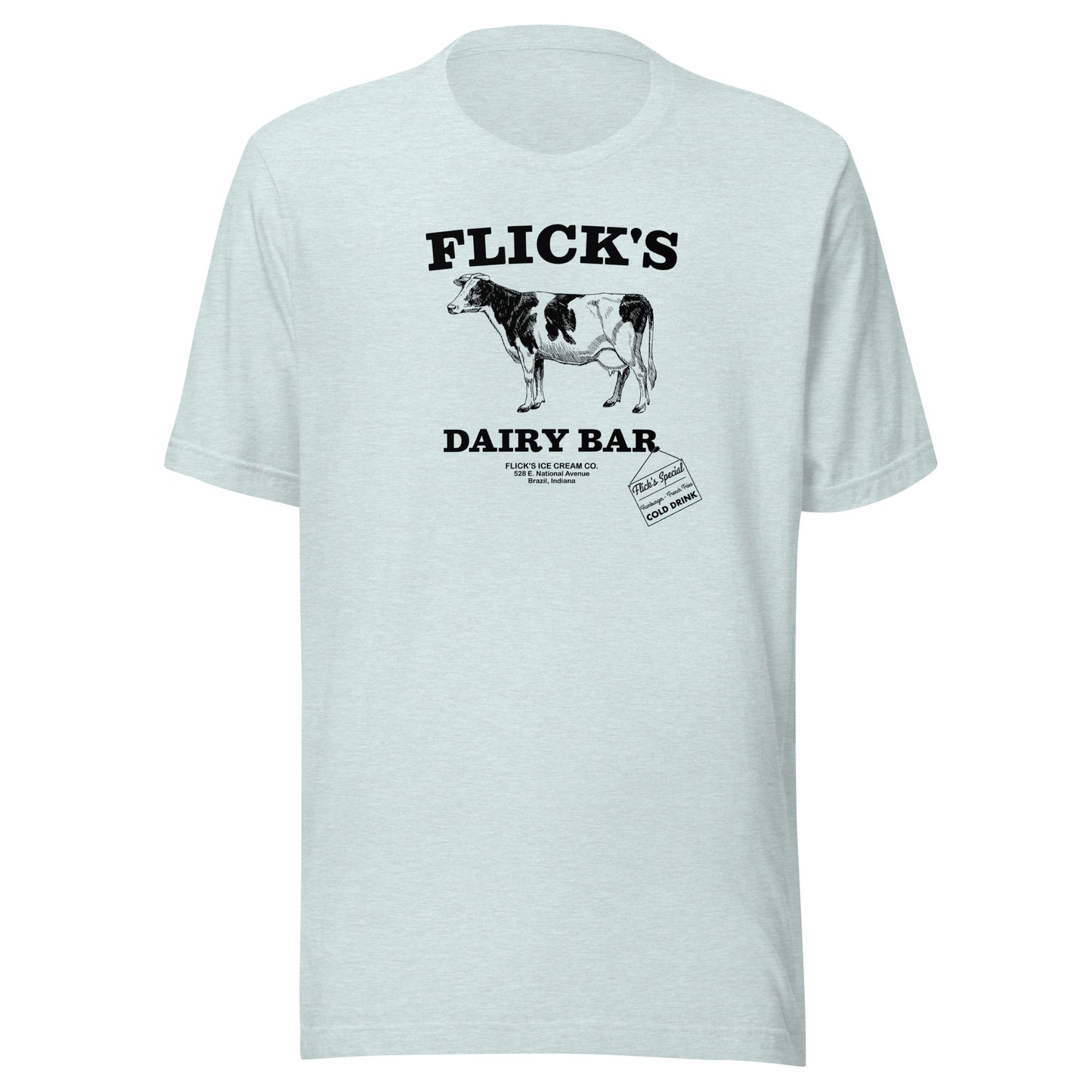 Flick’s Drive-In / Dairy Bar - cow design (black) - Brazil Indiana - Short-Sleeve Unisex T-Shirt