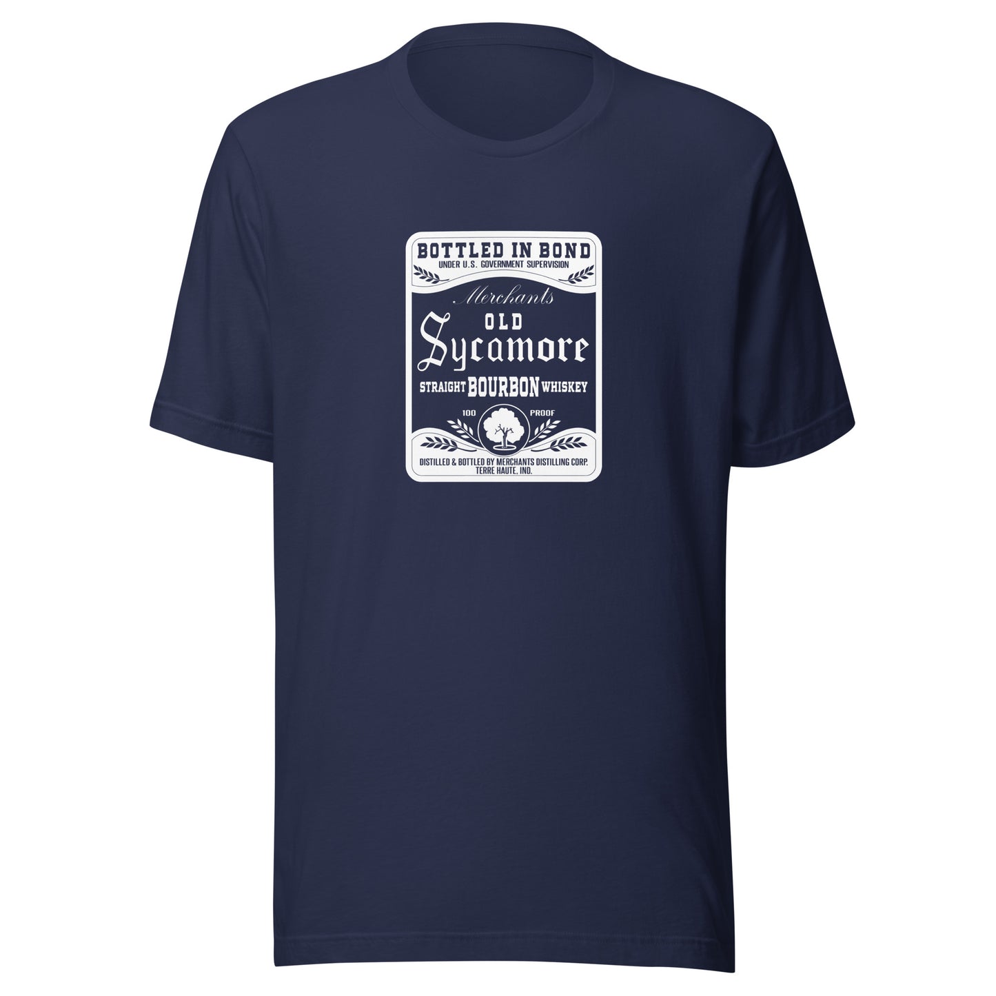 Old Sycamore Whiskey / Merchants Distilling (white) - Terre Haute Indiana - Short-Sleeve Unisex T-Shirt