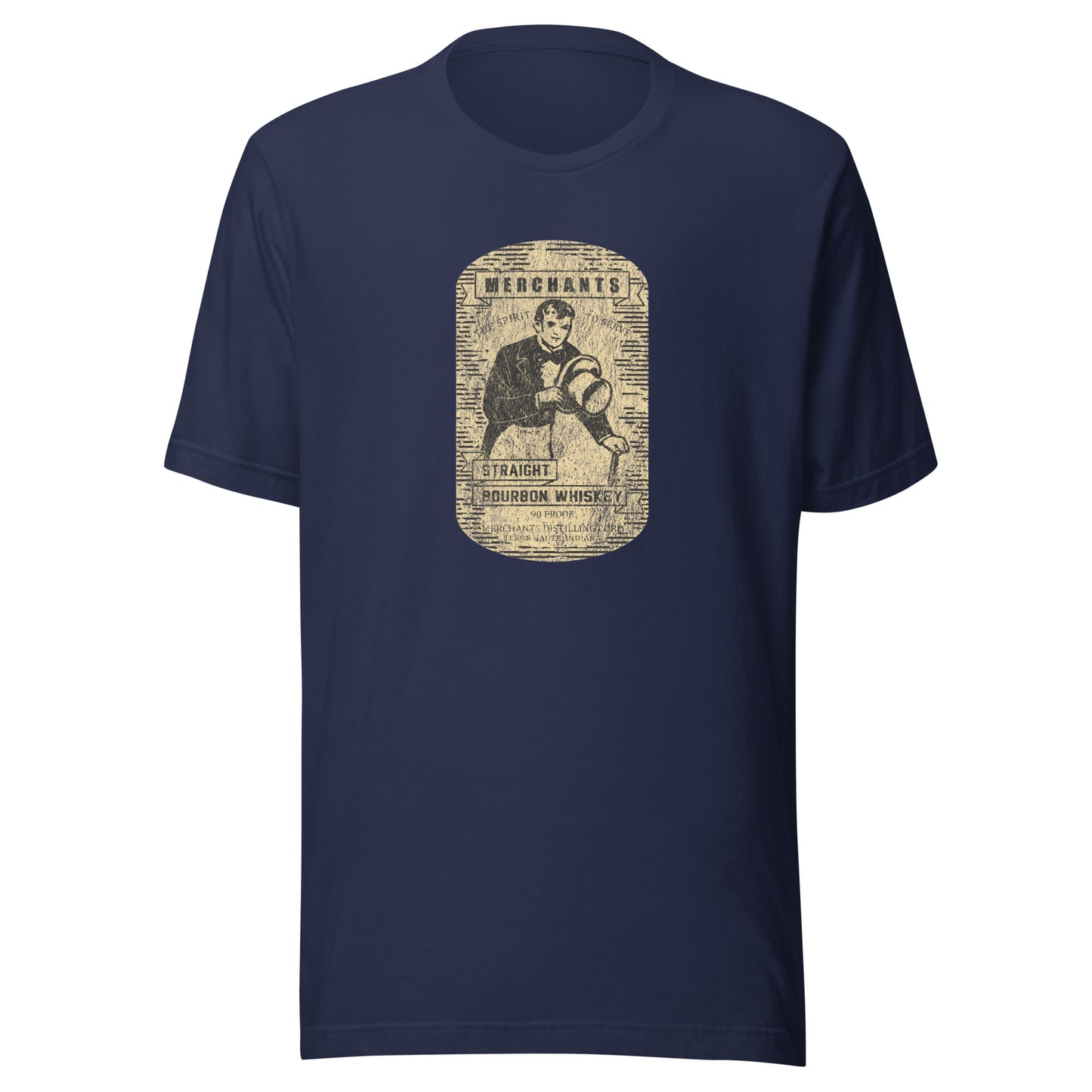 Deluxe Bourbon Whiskey / Merchants Distilling (design 3) - Terre Haute Indiana - Short-Sleeve Unisex T-Shirt