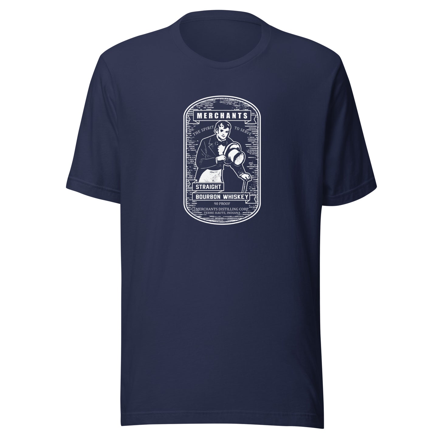 Deluxe Bourbon Whiskey / Merchants Distilling (design 3 white) - Terre Haute Indiana - Short-Sleeve Unisex T-Shirt