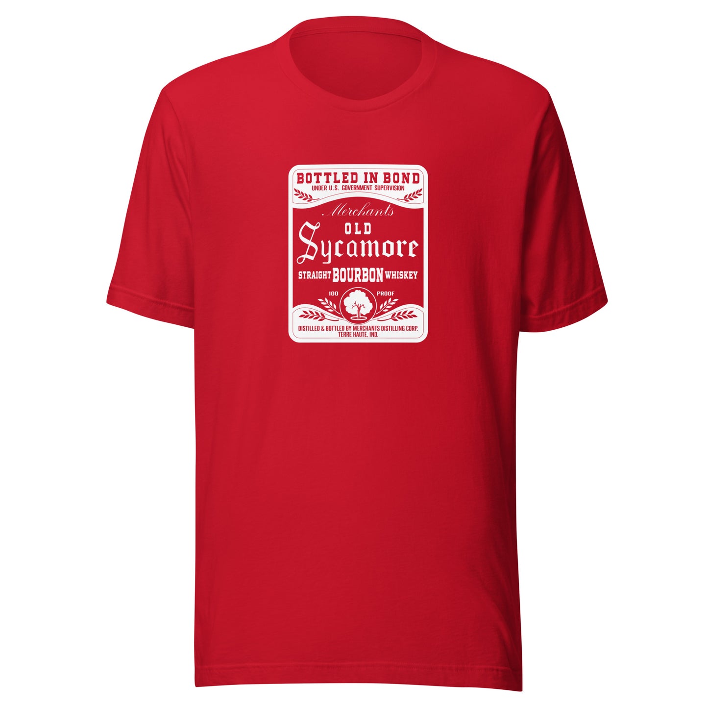 Old Sycamore Whiskey / Merchants Distilling (white) - Terre Haute Indiana - Short-Sleeve Unisex T-Shirt