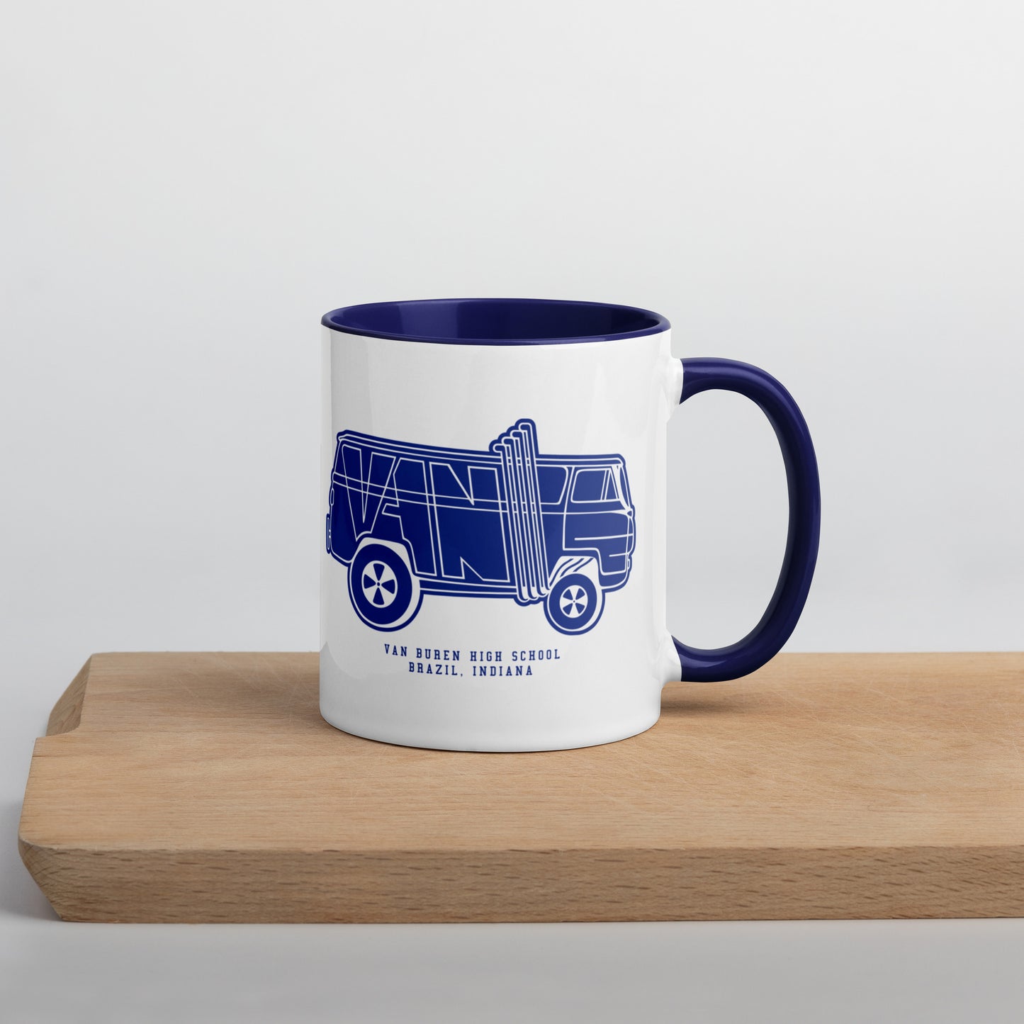 Van Buren HS Blue Devils - van design - Coffee Mug (white with blue accent)