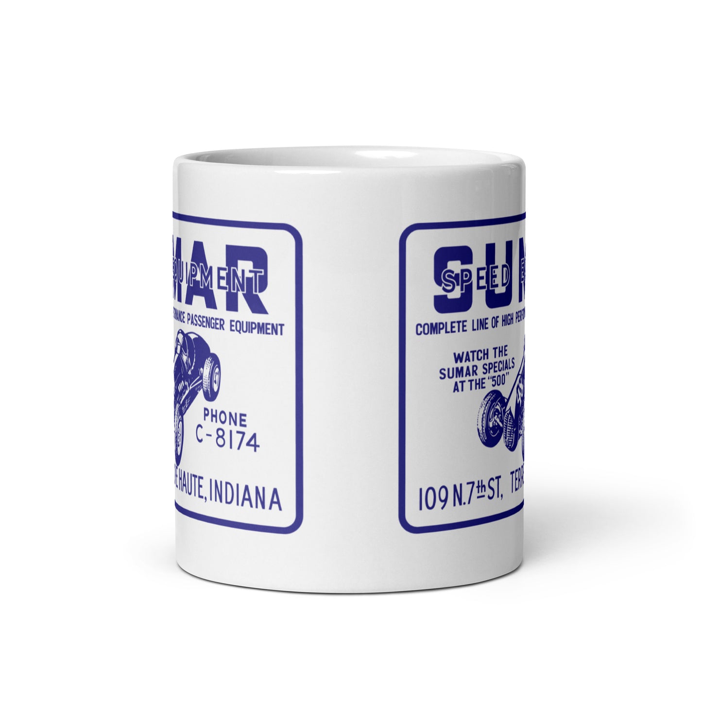 Sumar Speed Equipment - Terre Haute Indiana - design 2 - Coffee mug (white)