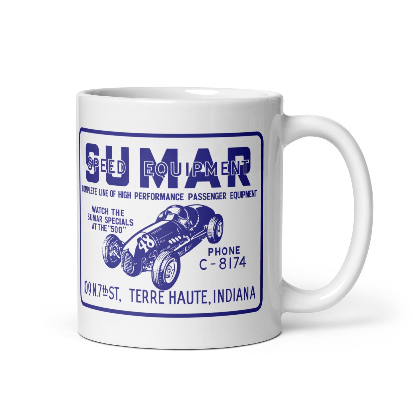 Sumar Speed Equipment - Terre Haute Indiana - design 2 - Coffee mug (white)