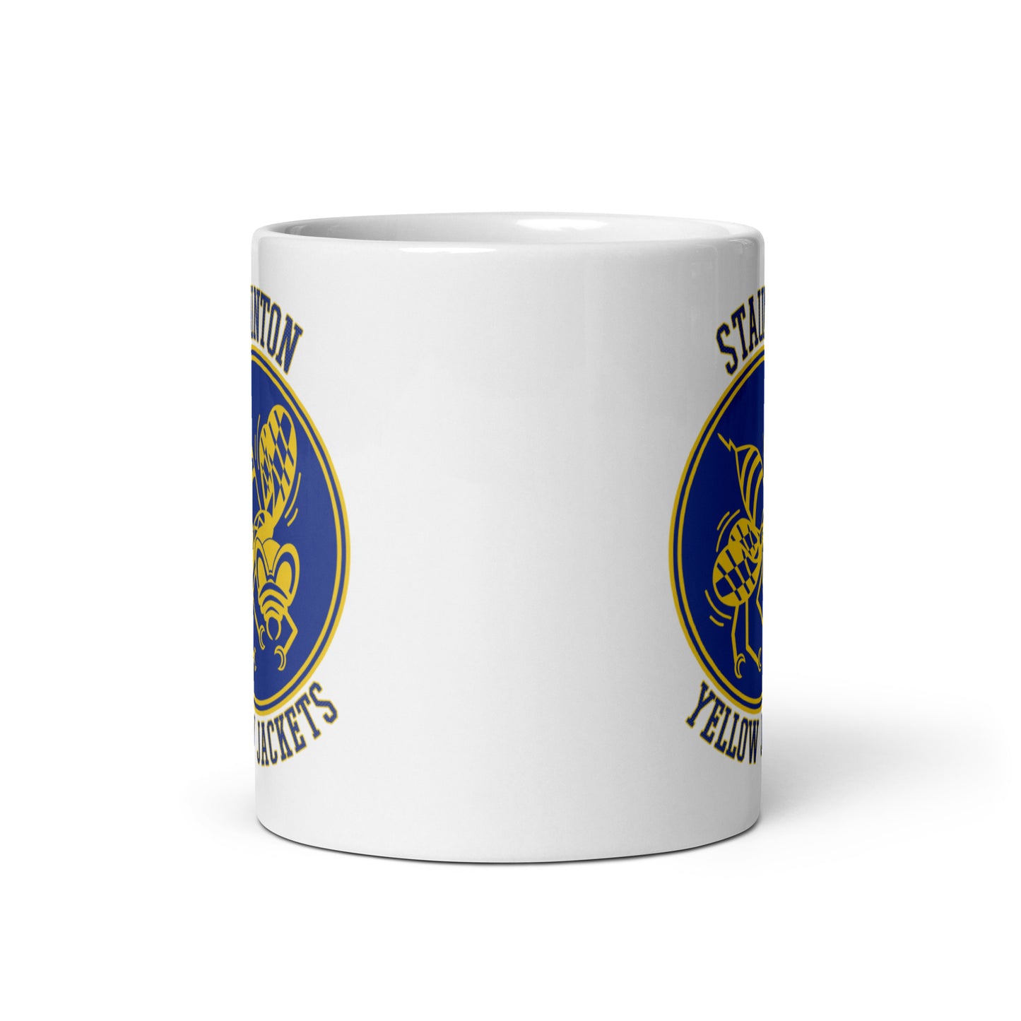Staunton HS Yellow Jackets - center court design - Coffee mug (white)