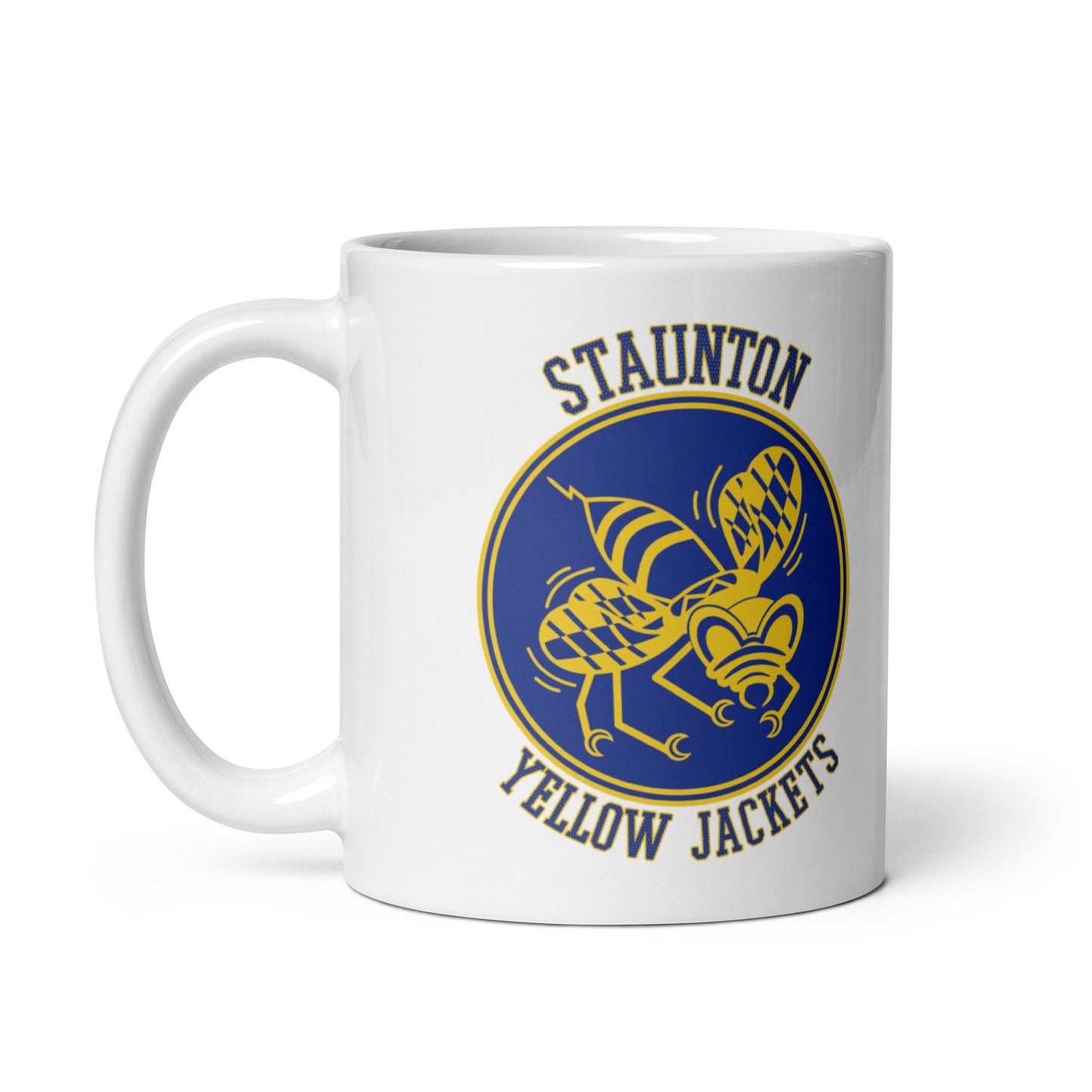 Staunton HS Yellow Jackets - center court design - Coffee mug (white)