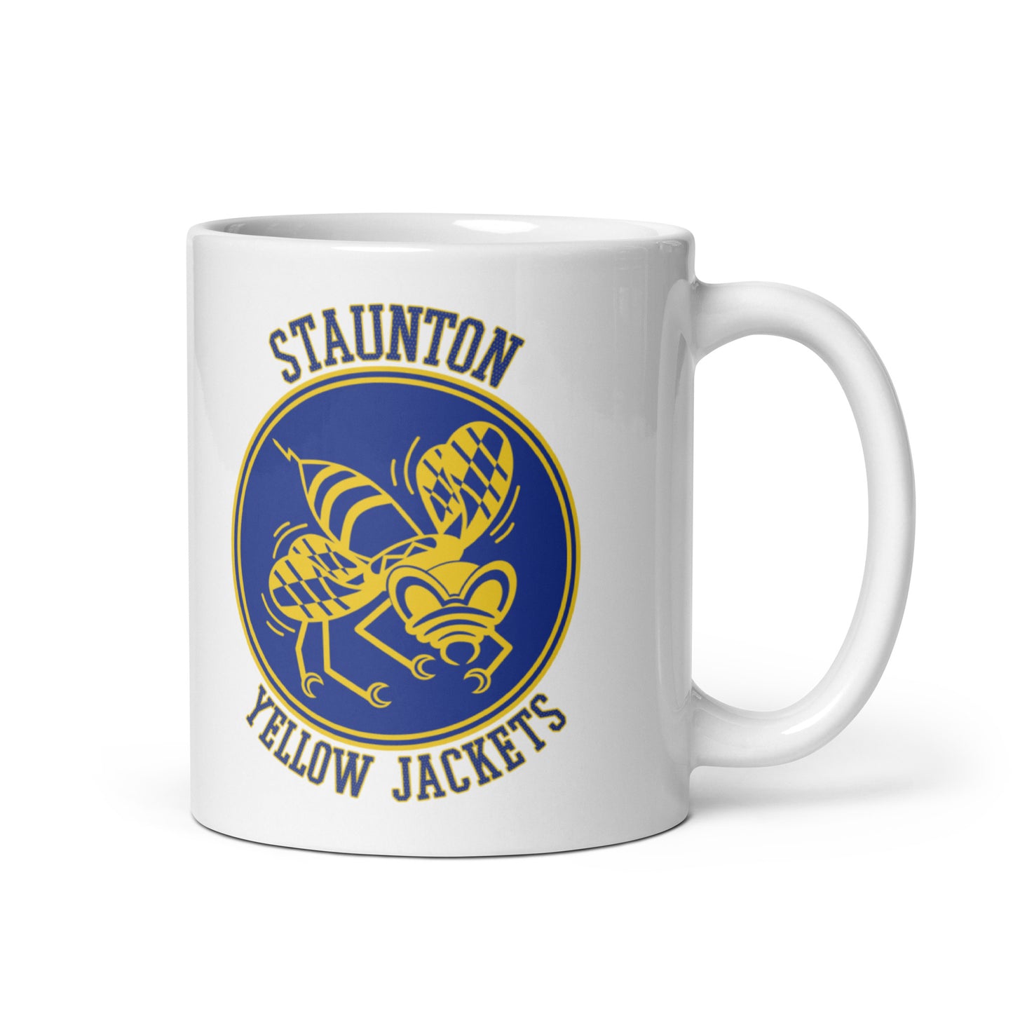 Staunton HS Yellow Jackets - center court design - Coffee mug (white)