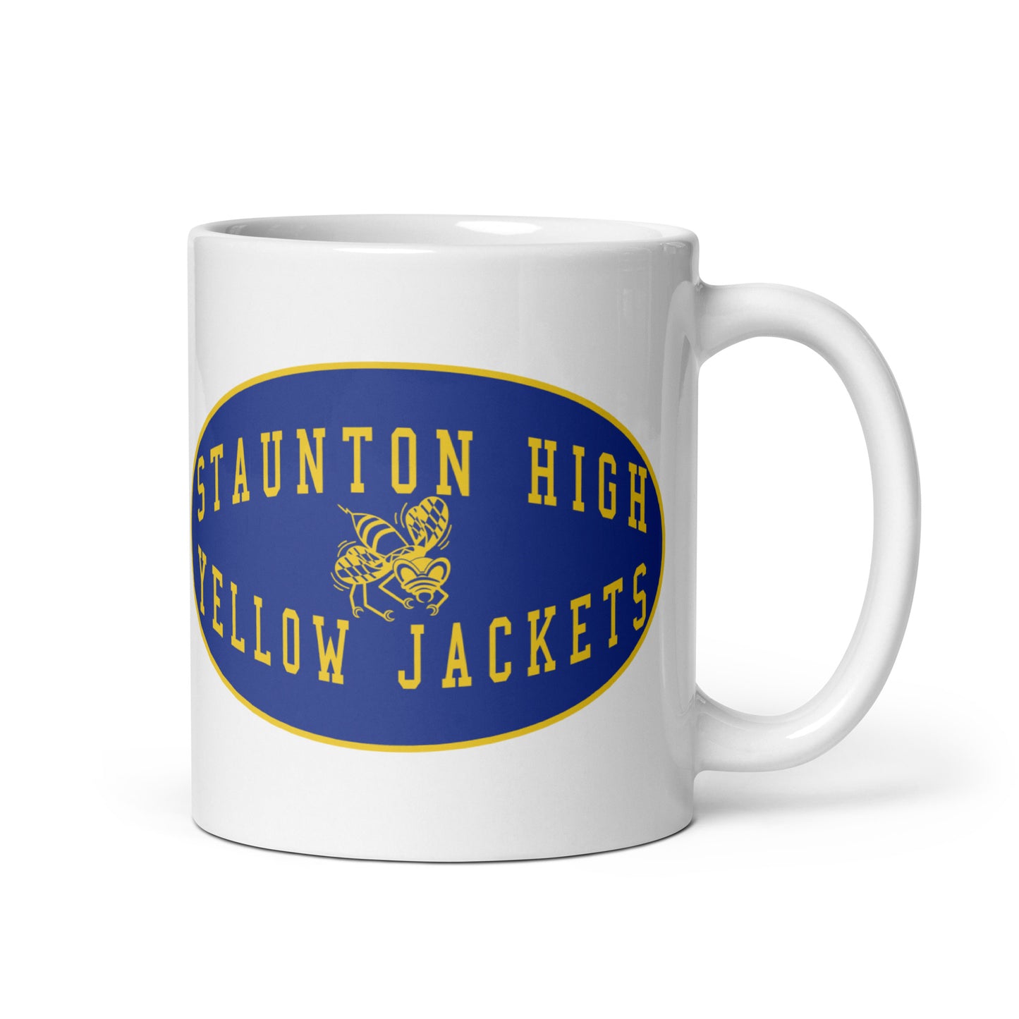 Staunton HS Yellow Jackets - mascot shield design - Coffee mug (white)