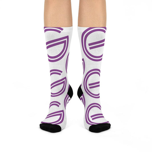Garfield Purple Eagles - Crew Socks - large center-court G on white - EdgyHaute