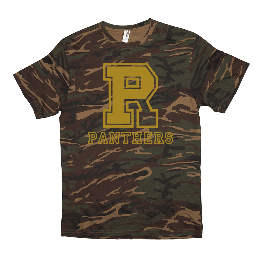 Riverton Parke Jr./Sr. HS Panthers - Camo Spirit Game - Short-sleeved camouflage t-shirt - EdgyHaute
