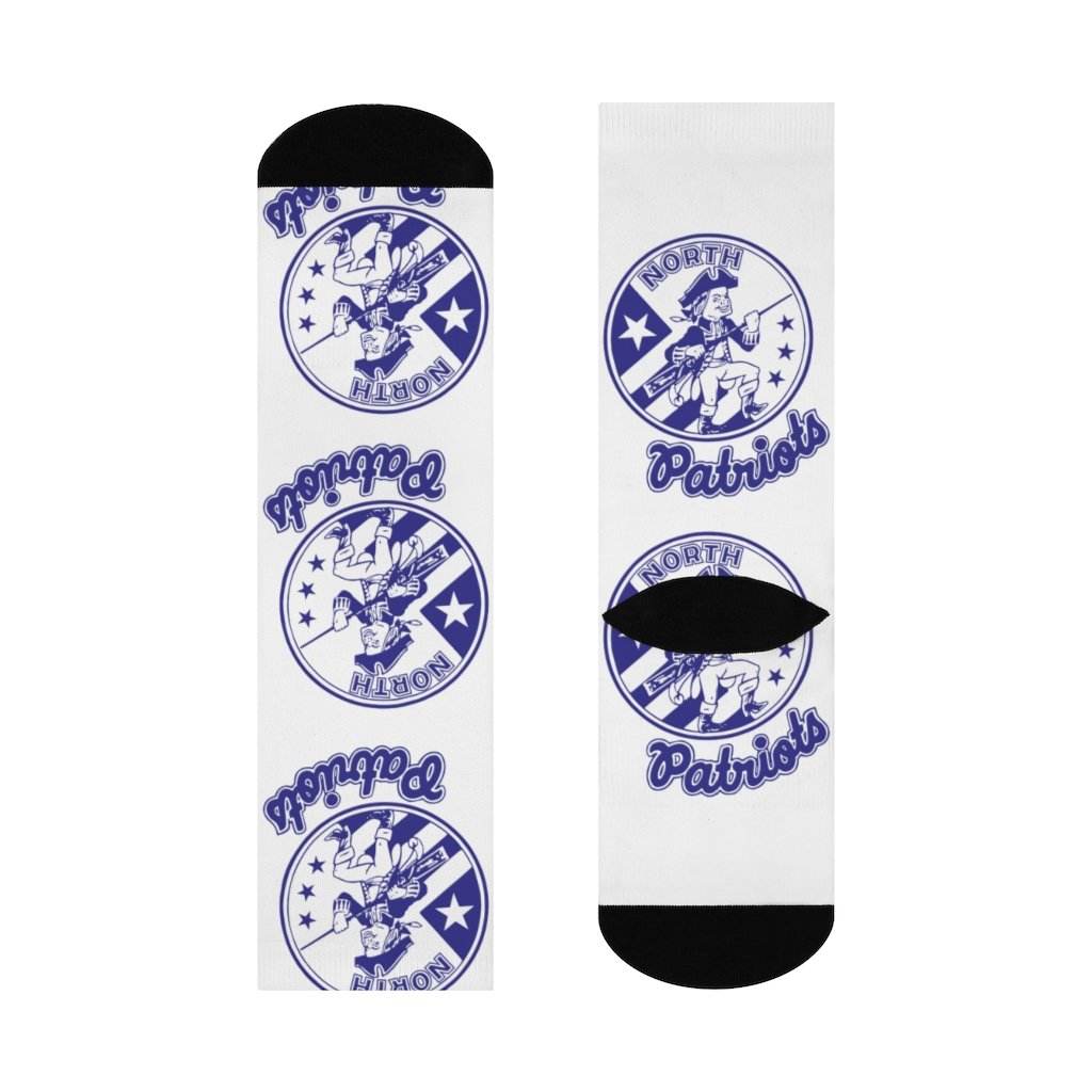 Terre Haute North HS Patriots - Crew Socks - patriot blue on white - EdgyHaute