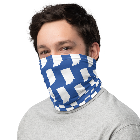 Indiana State University inspired Neck Gaiter - white states on blue - EdgyHaute