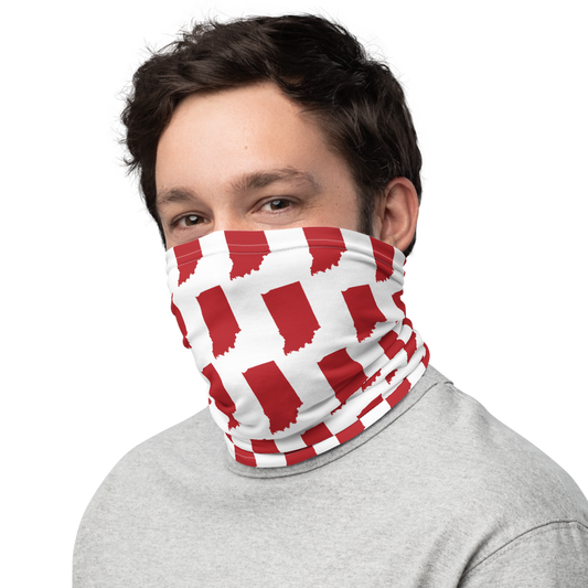 Indiana University inspired Neck Gaiter - red states on white - EdgyHaute