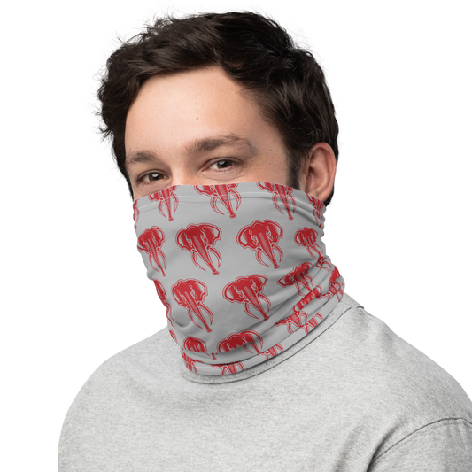 Rose Hulman Institute of Technology inspired Neck Gaiter - red elephants on gray - EdgyHaute