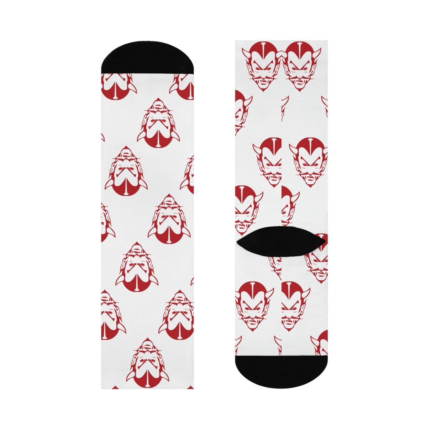 Brazil HS Red Devils - Crew Socks - small devil red on white - EdgyHaute