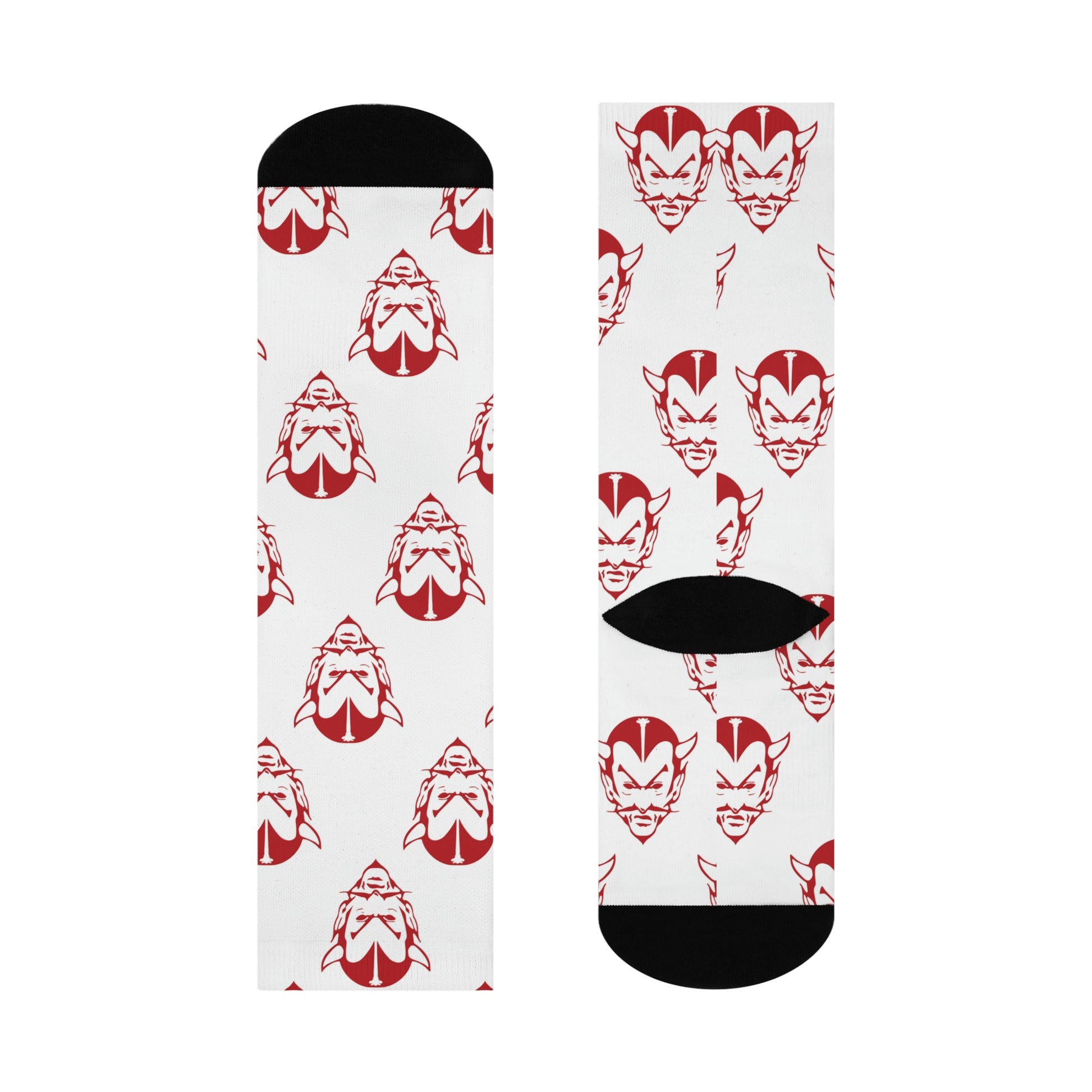 Brazil HS Red Devils - Crew Socks - small devil red on white - EdgyHaute