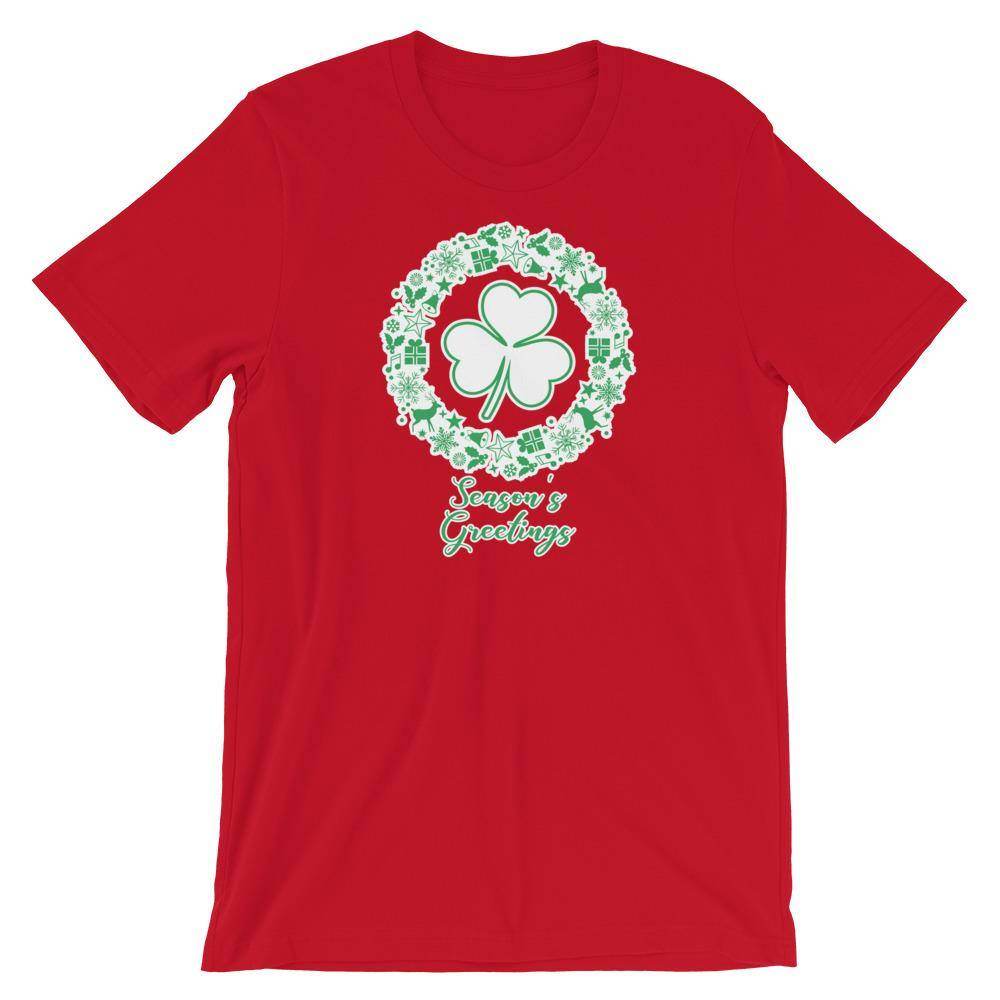 St. Patrick's School Irish - Season's Greetings wreath (green/white) - Short-Sleeve Unisex T-Shirt - EdgyHaute