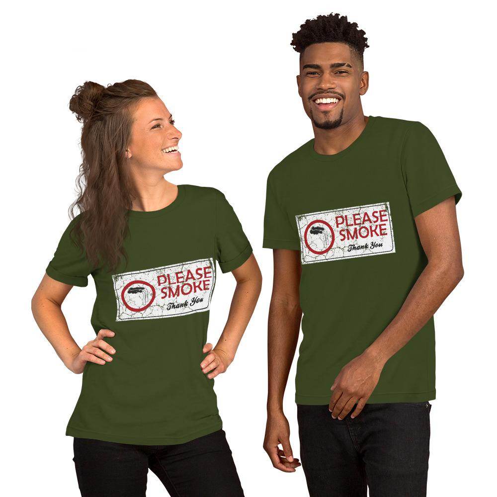 Please Smoke (distressed) - Short-Sleeve Unisex T-Shirt - EdgyHaute