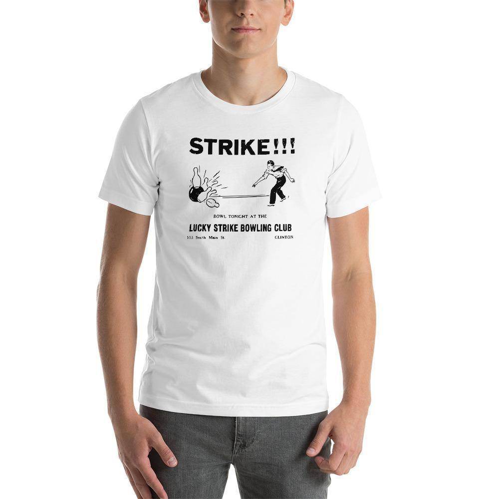Lucky Strike Bowling Alley - Design 2 (black) - Clinton Indiana - Short-Sleeve Unisex T-Shirt - EdgyHaute