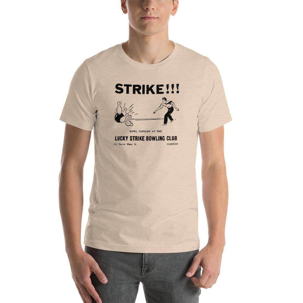 Lucky Strike Bowling Alley - Design 2 (black) - Clinton Indiana - Short-Sleeve Unisex T-Shirt - EdgyHaute