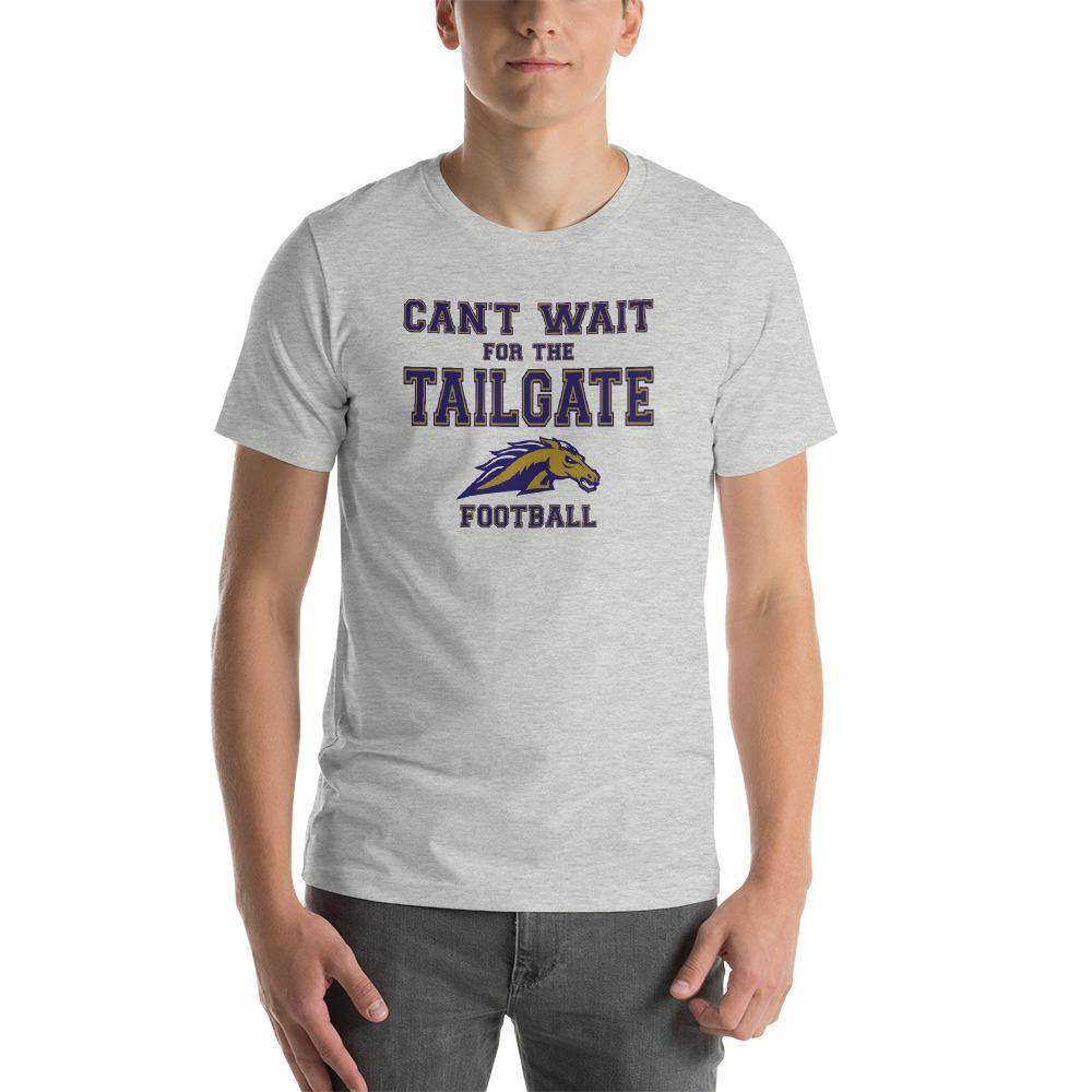 Fountain Central Jr/Sr HS Mustangs - Tailgate (blue/gold) - Short-Sleeve Unisex T-Shirt - EdgyHaute