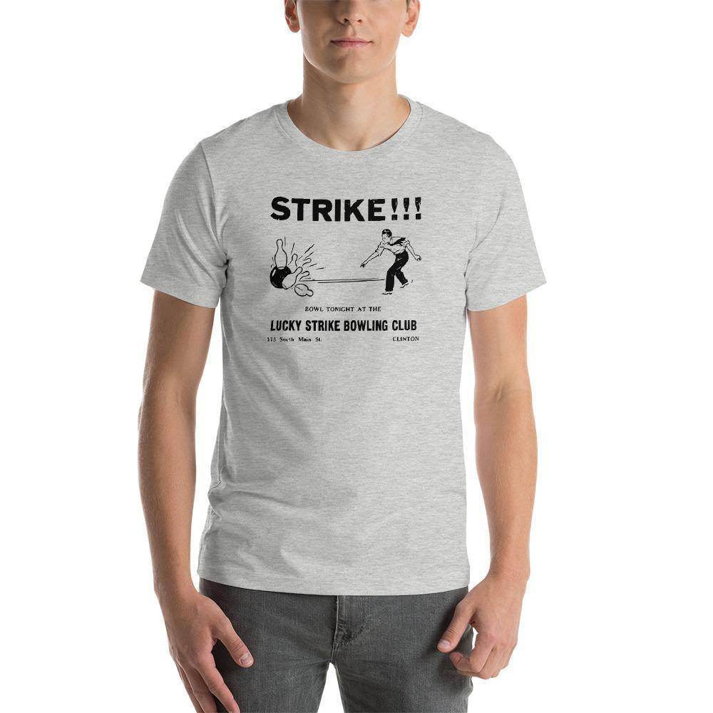 Lucky Strike Bowling Alley - Design 2 (black) - Clinton Indiana - Short-Sleeve Unisex T-Shirt - EdgyHaute
