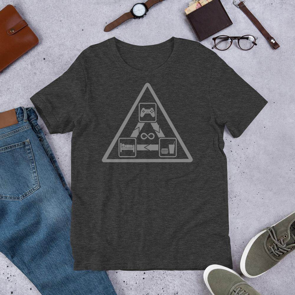 Gamer's Daily Life (gray) - Short-Sleeve Unisex T-Shirt - EdgyHaute