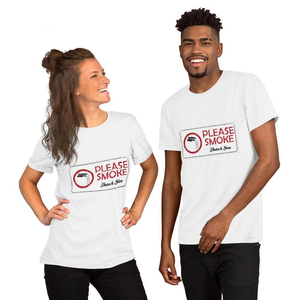 Please Smoke (distressed) - Short-Sleeve Unisex T-Shirt - EdgyHaute