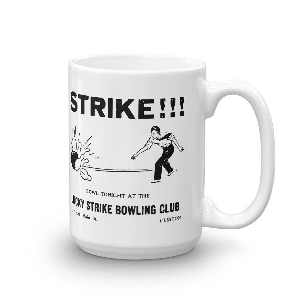Lucky Strike Bowling - Design 2 (black) - Clinton Indiana - Coffee Mug - EdgyHaute