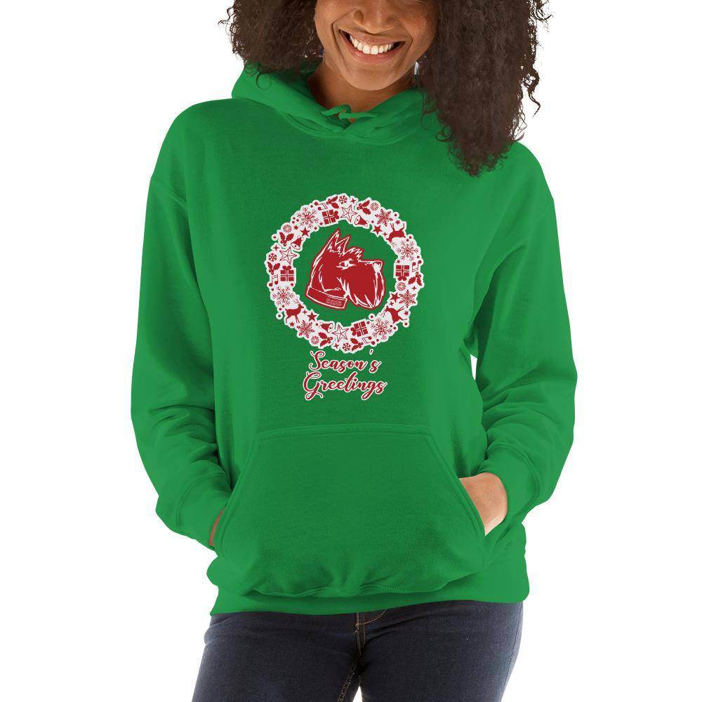 Sarah Scott MS Scotties - Season's Greetings wreath (red/white) - Unisex Hoodie - EdgyHaute