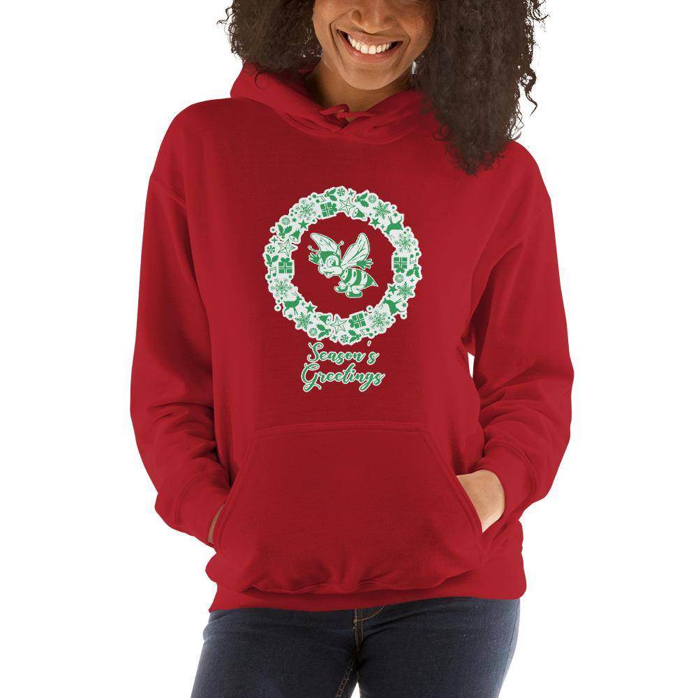 Honey Creek MS Bees - Season's Greetings wreath (green/white) - Unisex Hoodie - EdgyHaute
