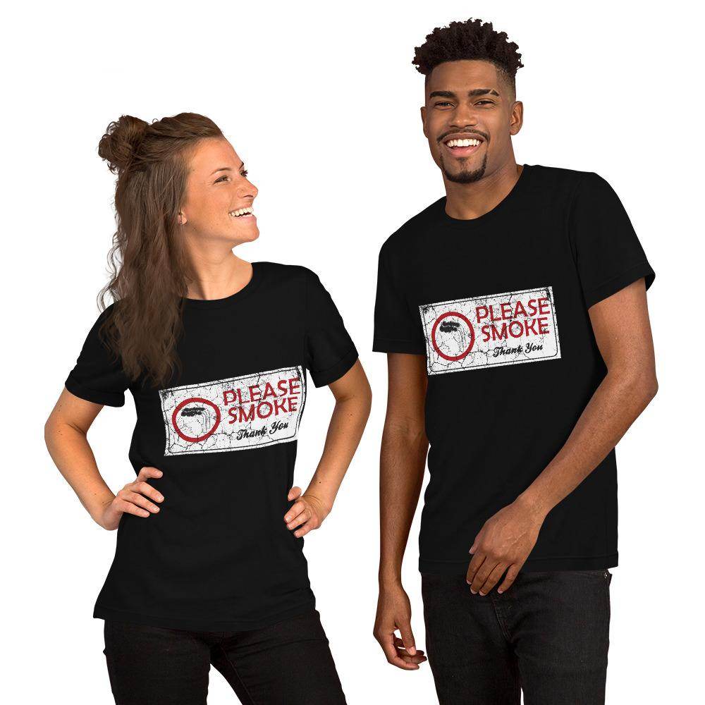 Please Smoke (distressed) - Short-Sleeve Unisex T-Shirt - EdgyHaute