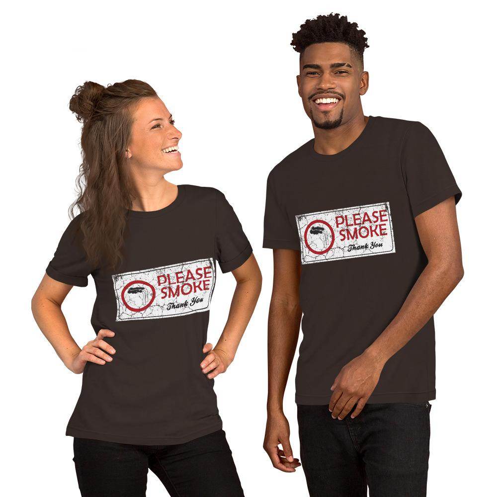 Please Smoke (distressed) - Short-Sleeve Unisex T-Shirt - EdgyHaute