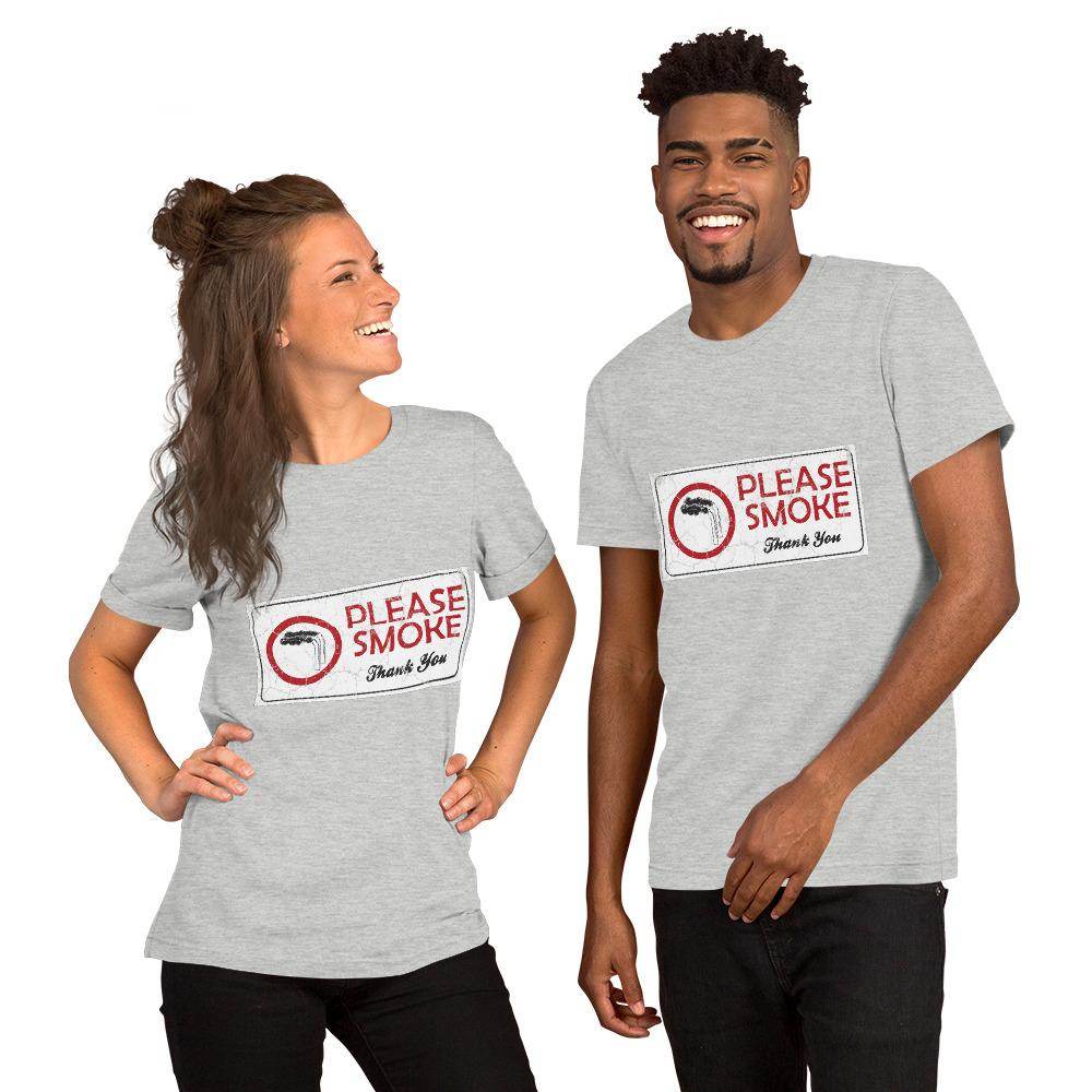 Please Smoke (distressed) - Short-Sleeve Unisex T-Shirt - EdgyHaute