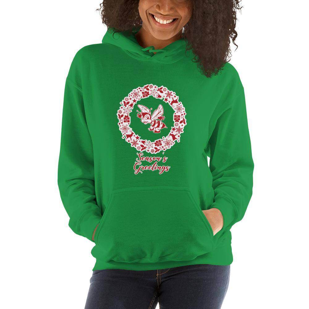 Honey Creek MS Bees - Season's Greetings wreath (red/white) - Unisex Hoodie - EdgyHaute
