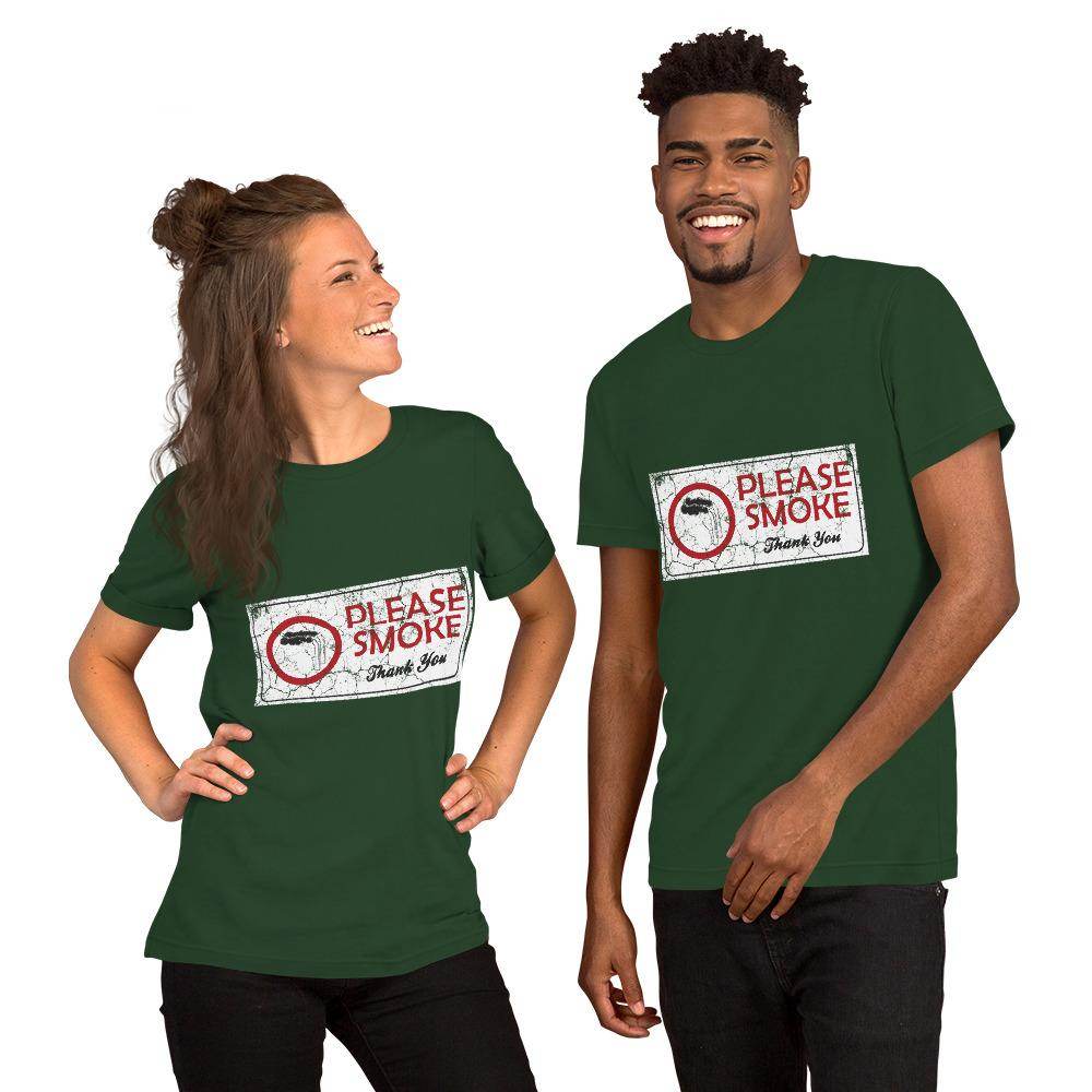 Please Smoke (distressed) - Short-Sleeve Unisex T-Shirt - EdgyHaute